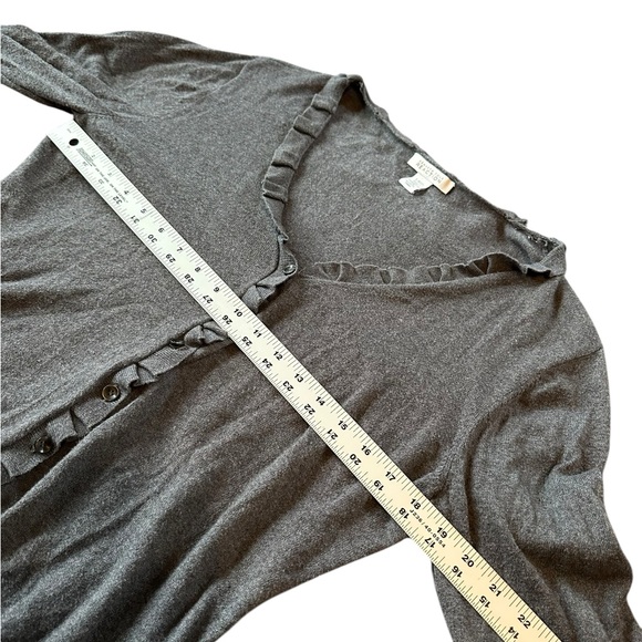 Kenneth Cole Reaction Cardigan/Sweater With Ruffled Neckline Size Large Gray - Picture 9 of 13